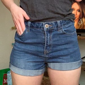 High waisted jean shorts